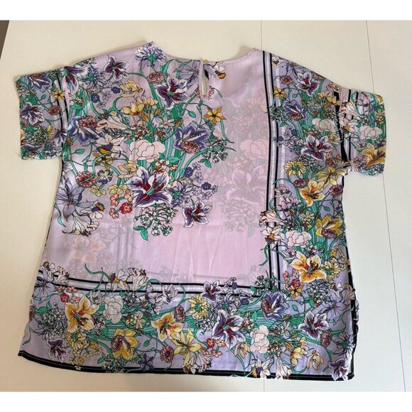 Liz Claiborne Career Silky Purple Flora Blouse Womens XL NWT Shirt Top Boho - Picture 6 of 15